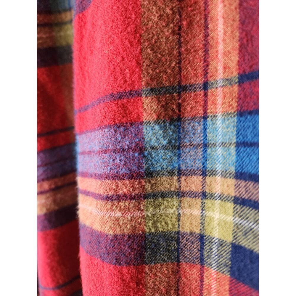 Eddie Bauer L Mens Red Plaid Flannel Shirt 100% Cotton Button Up Long Sleeve - Picture 5 of 9